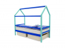 Кровать-домик Svogen с ящиками и бортиком мятно-синий