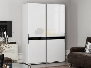 Шкаф-купе Оскар двухстворчатый белый/белый глянец