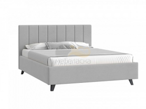 Кровать Оливия с ПМ 1600х2000 мм микровелюр светло-серый