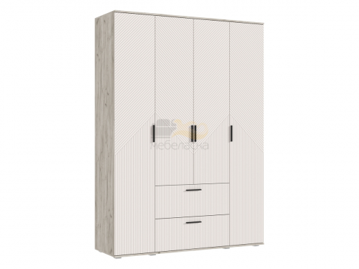 Шкаф 4-х створчатый 1600 Сильвия Кашемир, Крафт серый