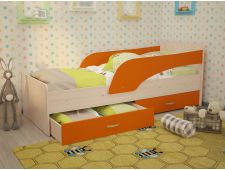 Кровать детская Антошка с бортиками на латофлексах оранжевая